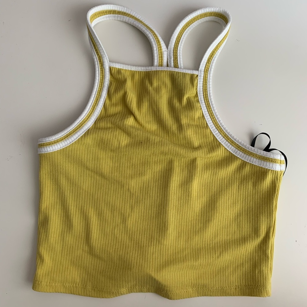 yellow halter cropped tank top